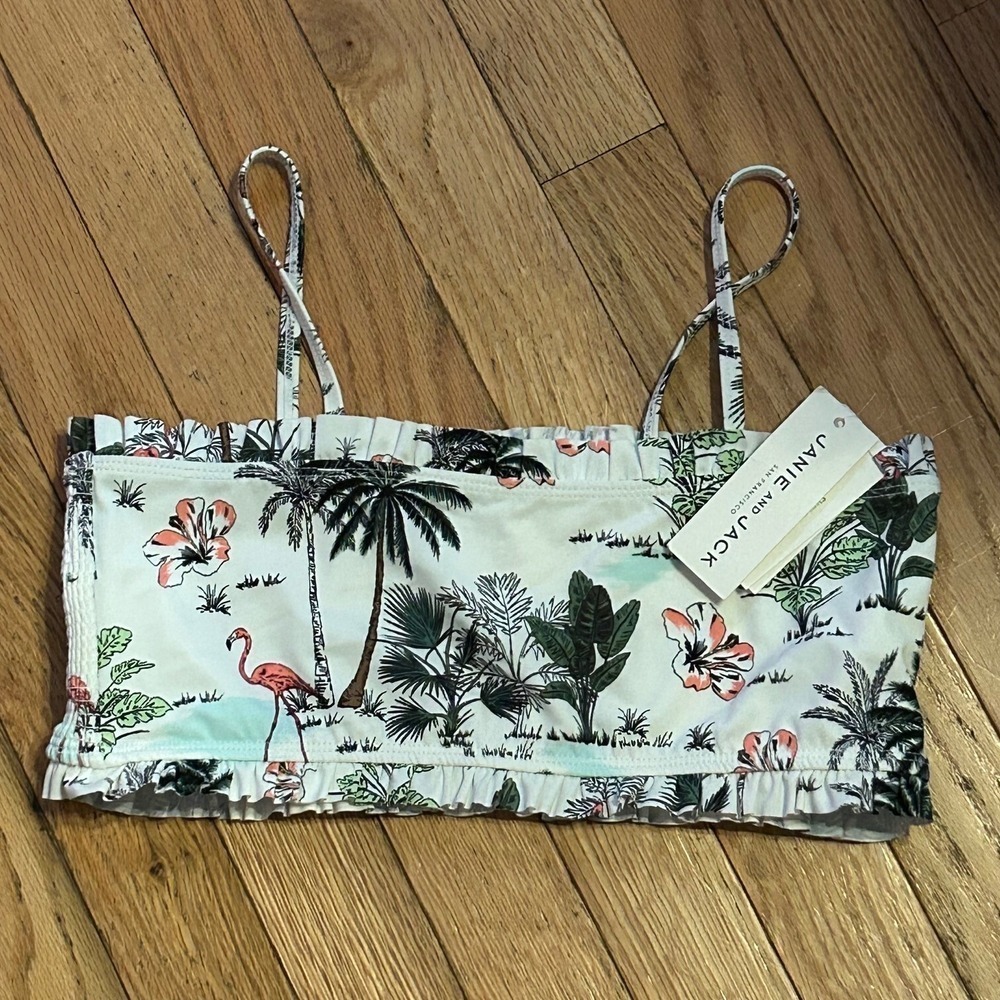 Janie and Jack NWT Girls Bikini‎ Top White Floral Print Size 18  T25-24